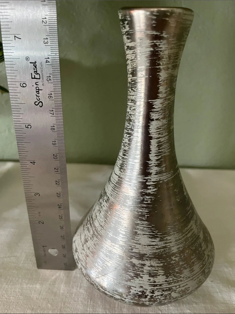 Vintage Stangl Colonial Silver 4050 Hand Painted MCM Pottery Vase 8”